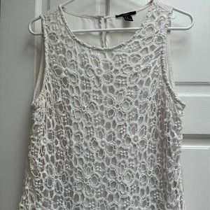 White Sleeveless Top with Crochet Detail